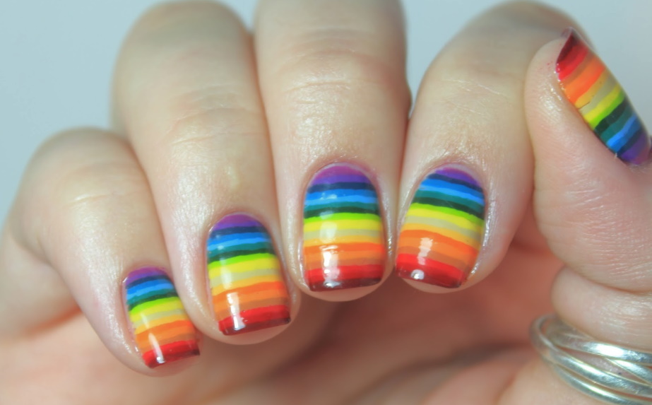 polished rainbow nails